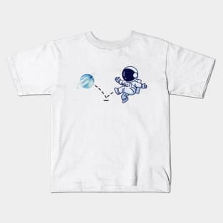 Astronaut plays Uranus Soccer Kids T-Shirt